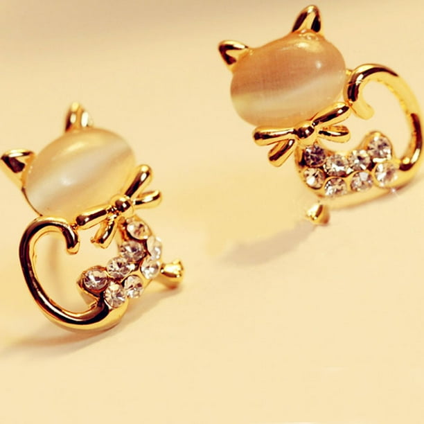 Fashion Women Crystal Adorable Animal Cat Korean Zircon Long Earrings Jewelry Fashion Women Crystal Adorable Animal Cat Korean Zircon Long Earrings Jewelry